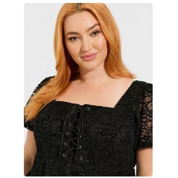 TORRID NWT Babydoll Chenille Lace Square Neck Blouse - Picture 3 of 6